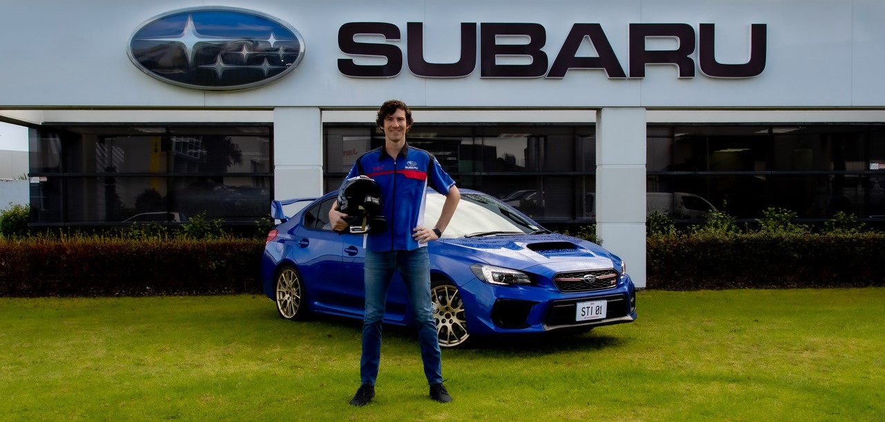 Subaru brand ambassador Ben Hunt with the Saigo WRX STI.