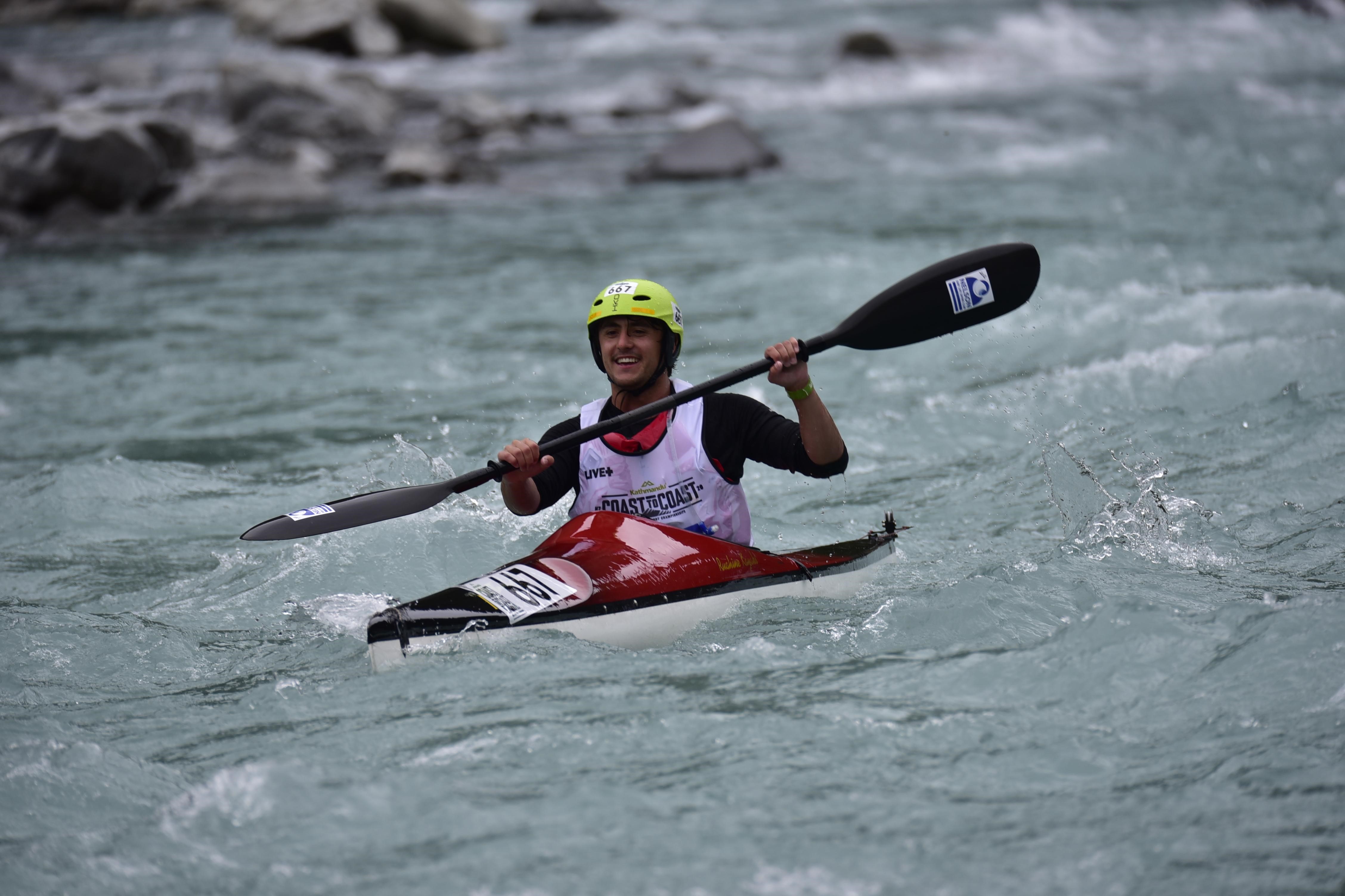 Ben Seelen took on the kayak leg and learning to roll would have helped him on the day. 