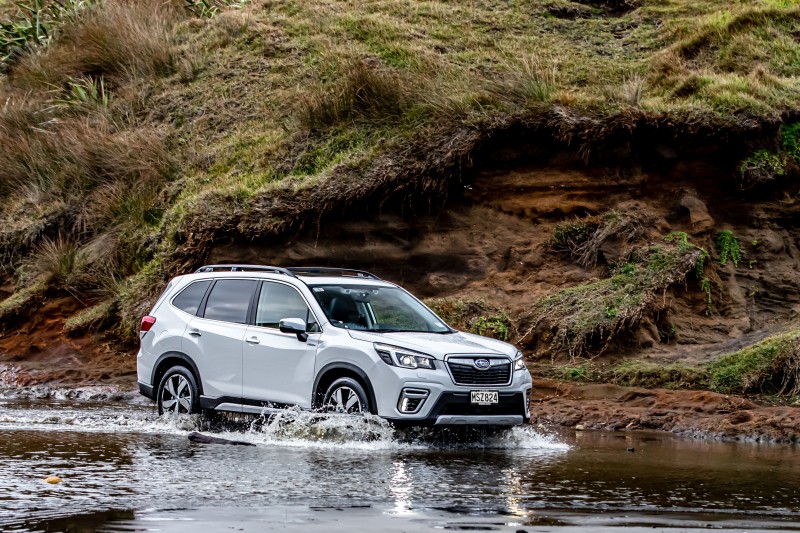 Forester e-Boxer Hybrid driving on beach