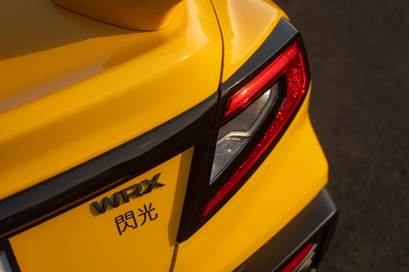 WRX Senkō badge and tail light
