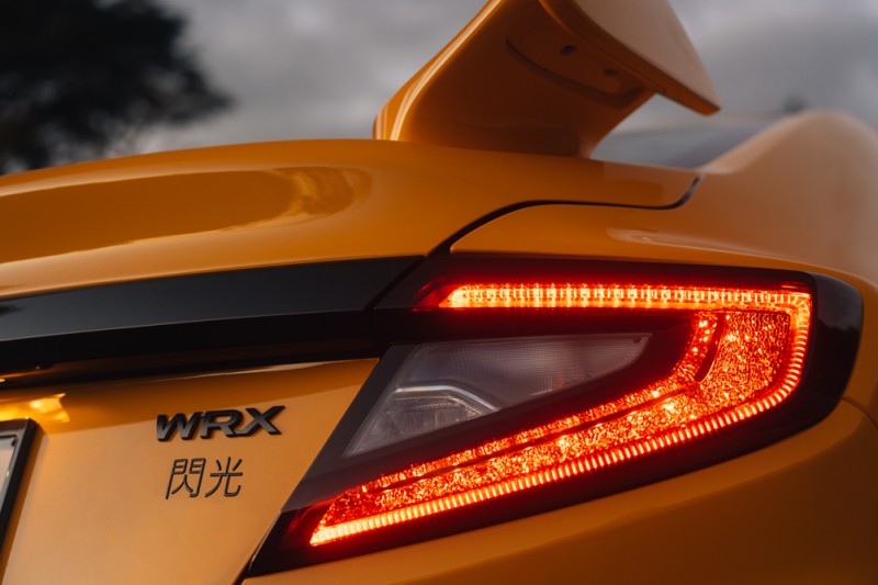 WRX Senkō rear tail light and badge