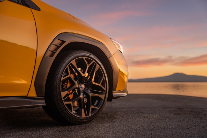 WRX Senkō front 3/4 nose on boat ramp at sunset