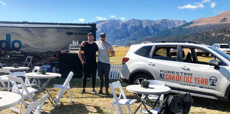 Subaru Ambassador Art Green at Coast to Coast 2019 with Armstrong Subaru's Garrick Cummins.