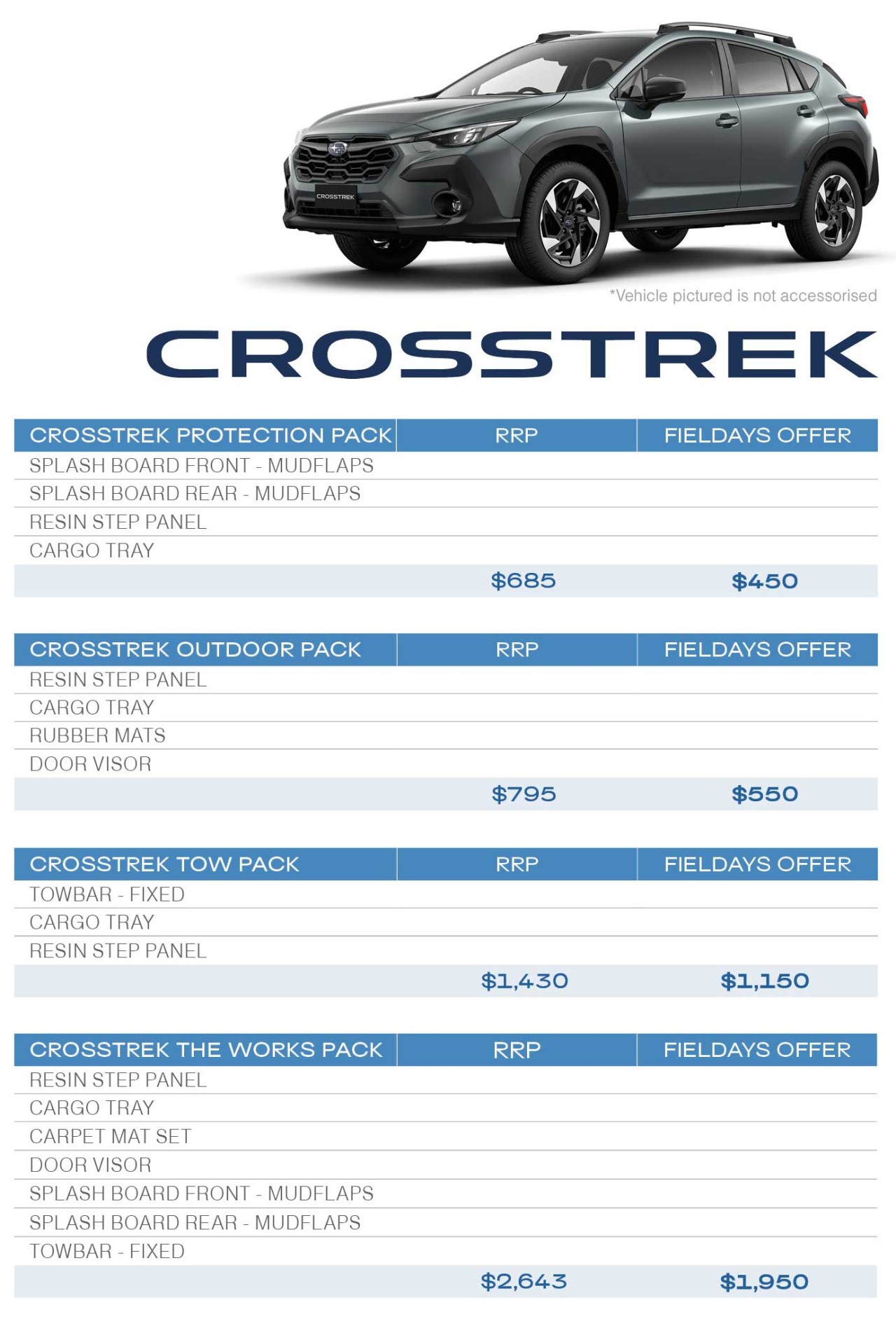 Crosstrek Fieldays Accessory Pack
