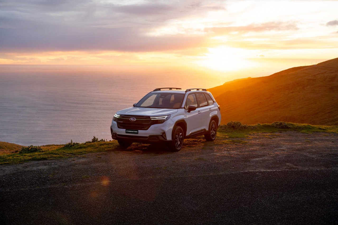 2026 Forester AWD Sport at sunrise on a cliff