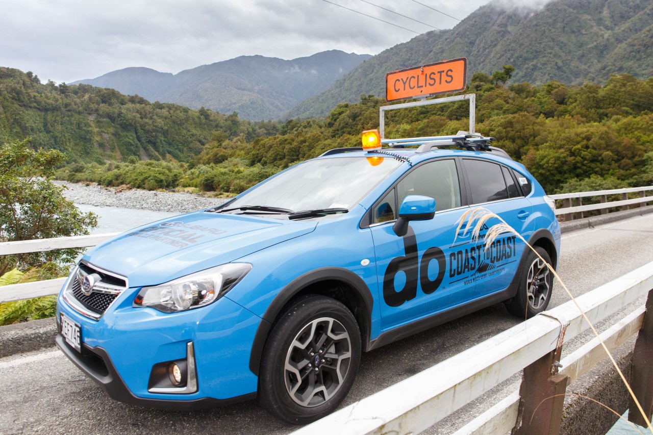 Subaru was the official vehicle supplier for the Kathmandu Coast to Coast and three ‘do’ branded SUVs were on duty on the West Coast to East Coast of the South Island course today and yesterday. PHOTO: KATHMANDU COAST TO COAST