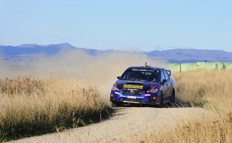 Ben Hunt's WRX STi Otago Rally 2016 grassy track. Photo credit Geoff Ridder.