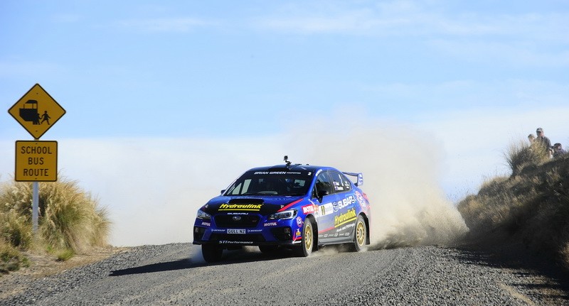 Ben Hunt's WRX STi Otago Rally 2016 hill rise. Photo credit Geoff Ridder.