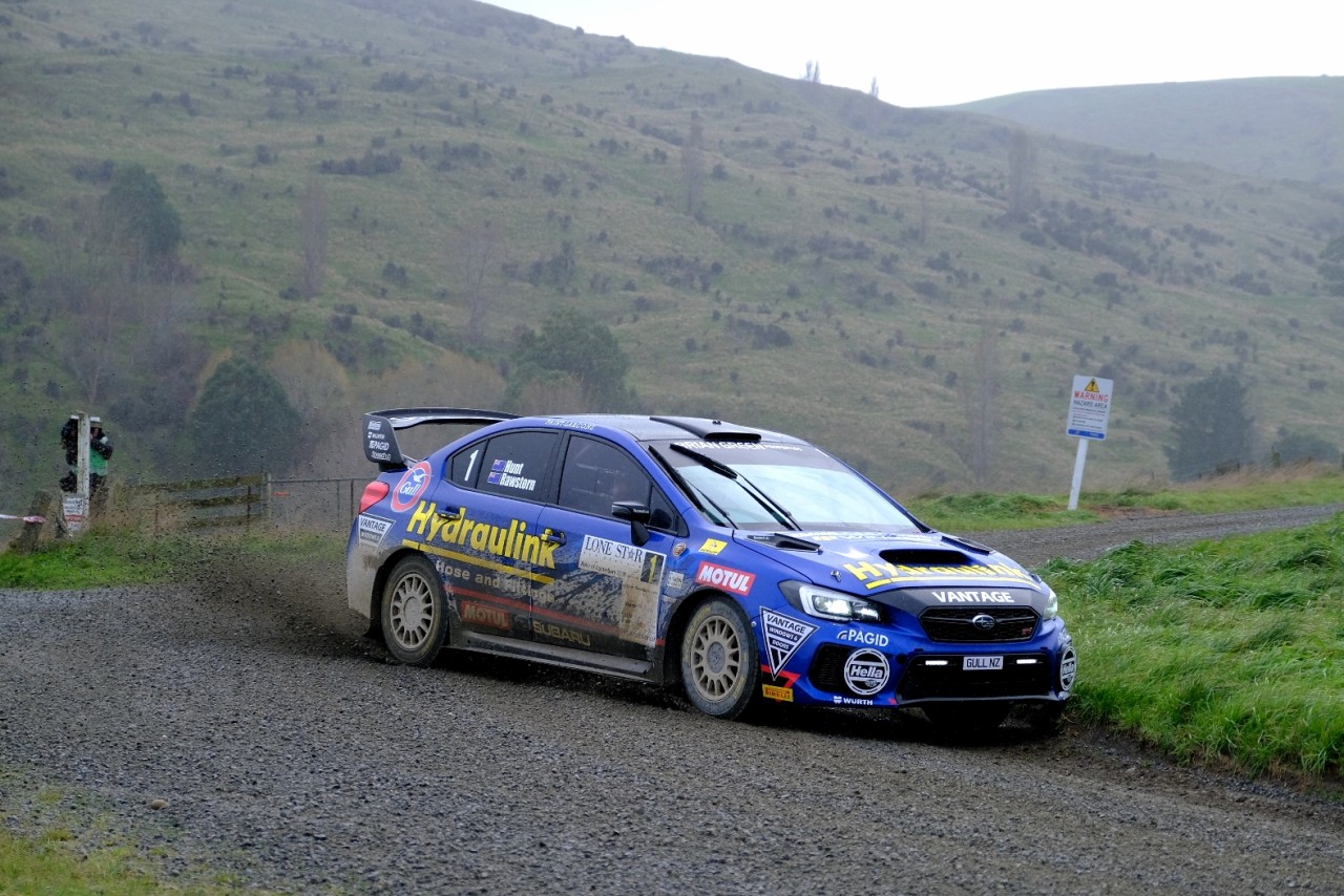 Ben Hunt and co-driver Tony Rawstorn won every stage of the seven-stage Lone Star Rally of Canterbury in the Subaru WRX STI yesterday. PHOTO: GEOFF RIDDER.