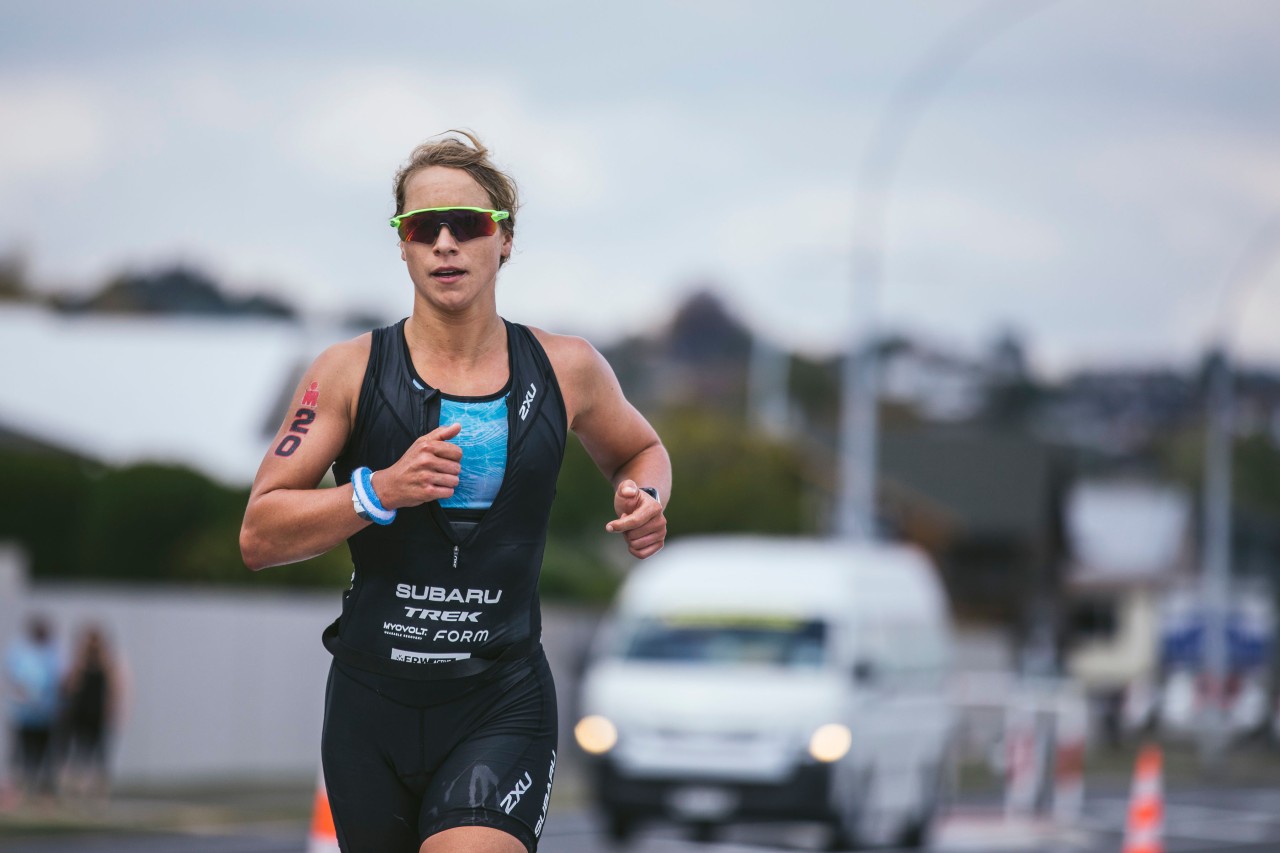 A strong run stage saw Hannah Wells eventually win the Nutri-Grain IRONMAN New Zealand  by nearly 14 minutes. PHOTO CREDIT: JEMMA WELLS.