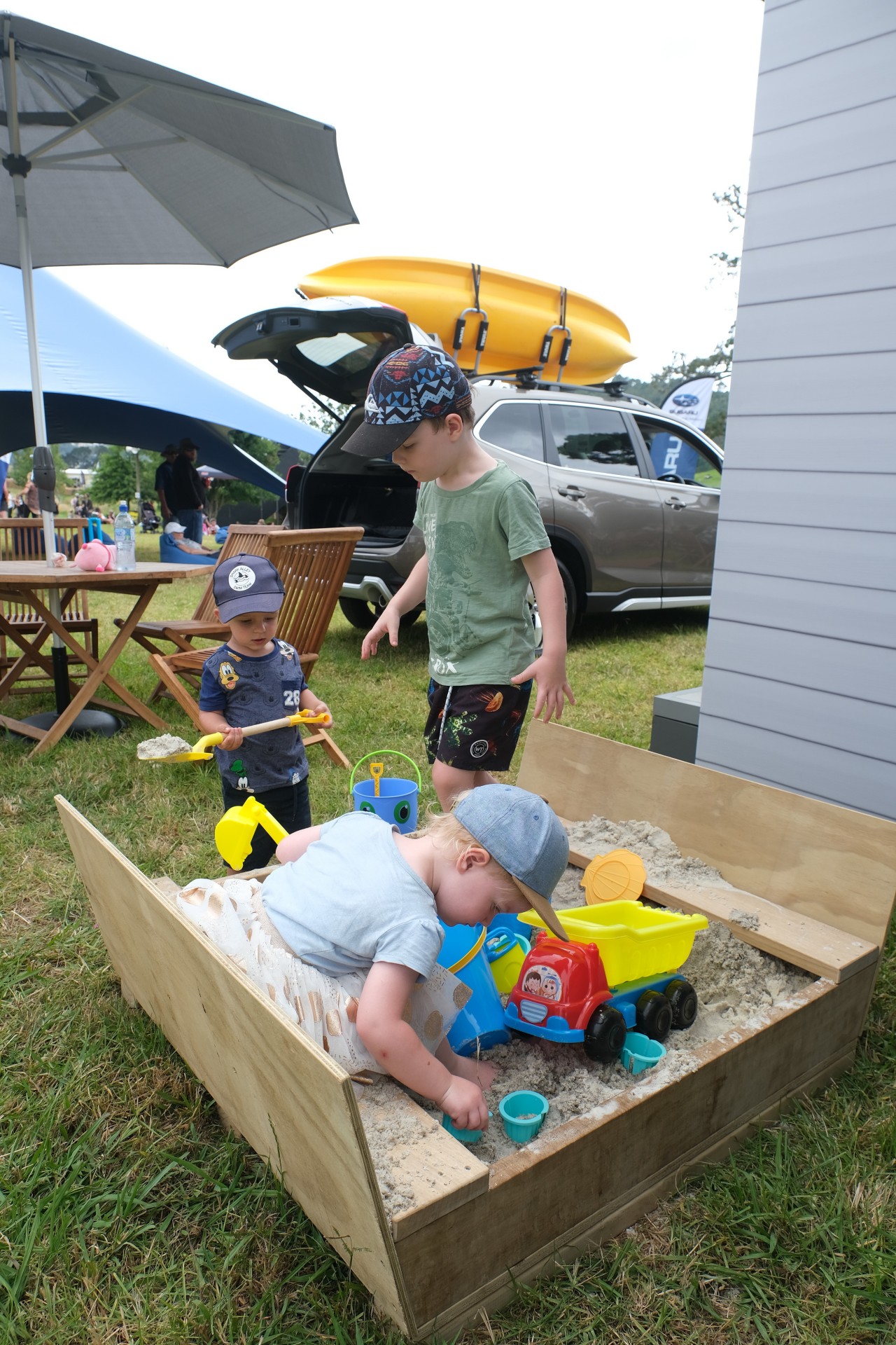 The new Subaru stand is child-friendly.