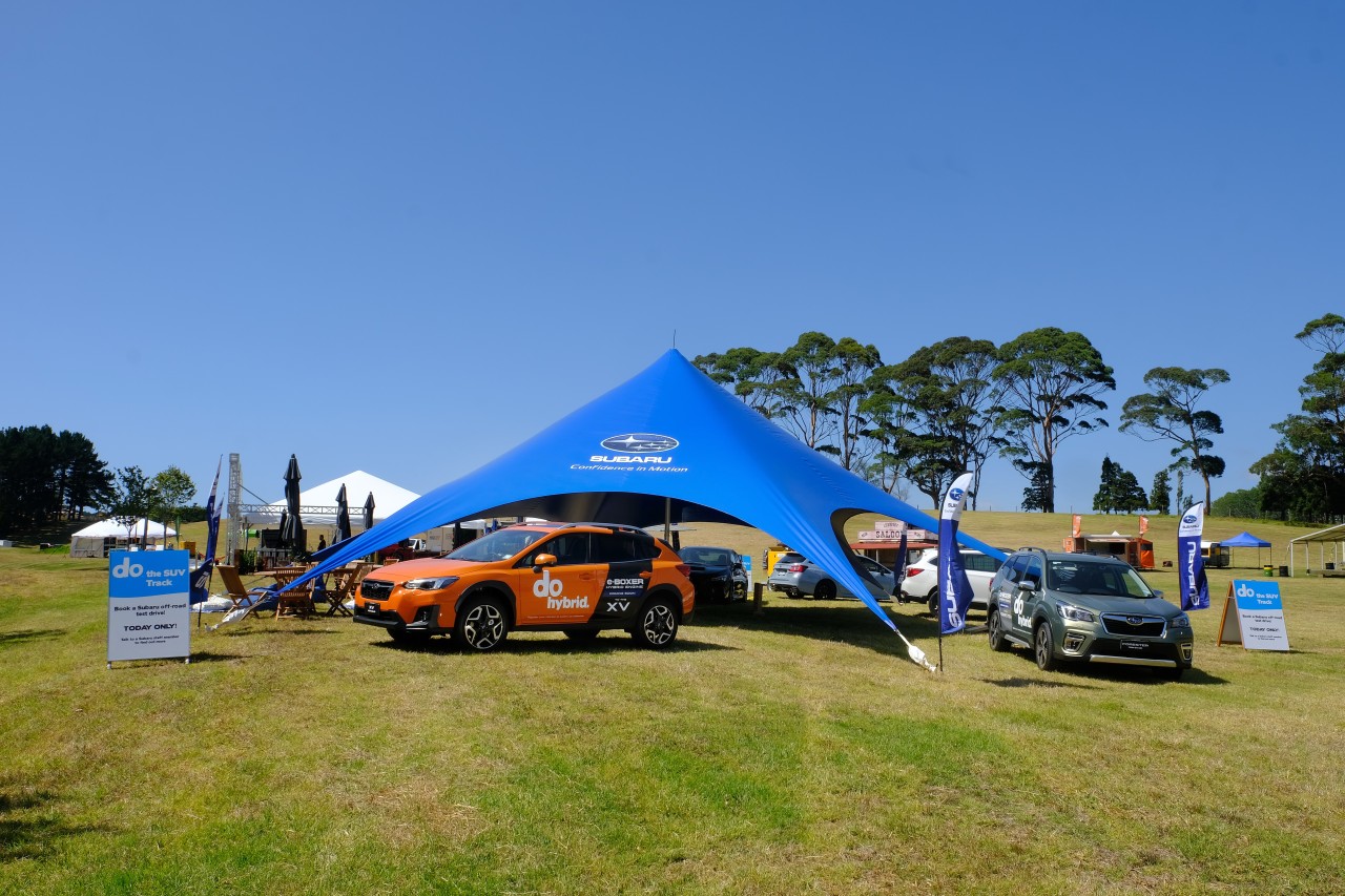 The full Subaru model range was on display in the Subaru tent at the 2020 Leadfoot Festival.