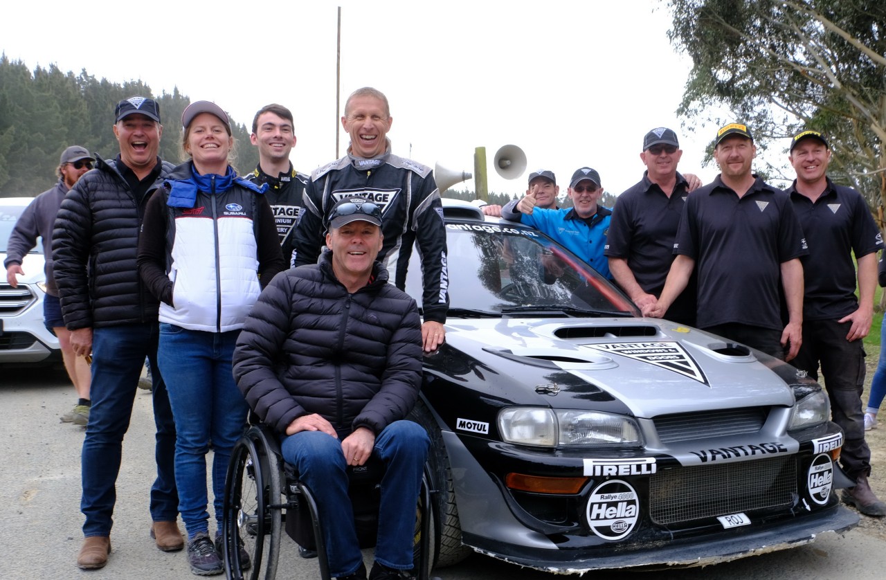 The Vantage and Subaru team celebrate the win at the finish line. PHOTO: GEOFF RIDDER.