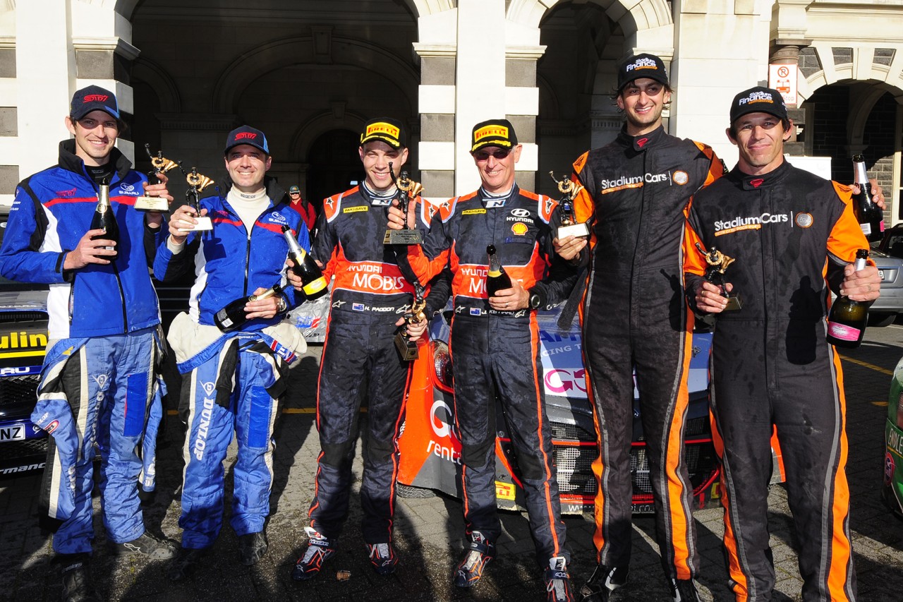 Podium finishers at Otago Rally 2016. Photo credit Geoff Ridder.