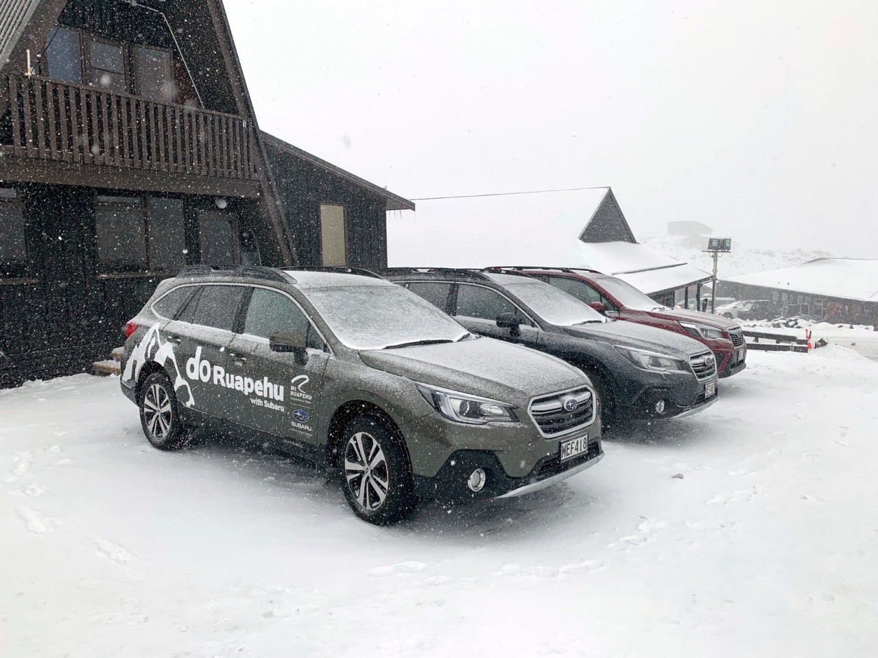 Lined up here in the snow, RAL's fleet of Subaru vehicles are the perfect cars for all conditions.