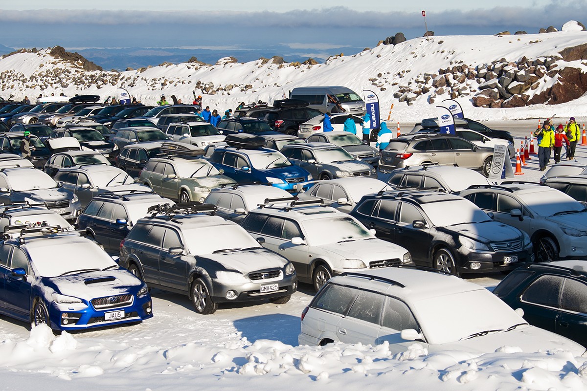 The Subaru Top Weekend parking lot - full of Subarus!