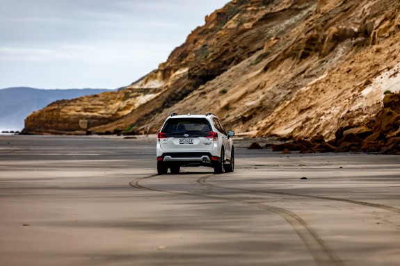 Forester e-Boxer Hybrid driving on beach