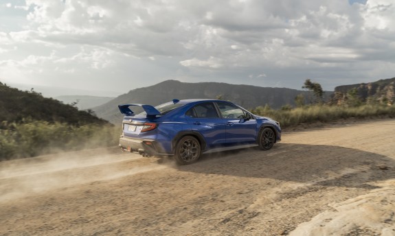 The All-Wheel Drive WRX 2.4T tS Spec B rocks a large rear spoiler that both enhances its aerodynamics and adds to its aggressive styling. 